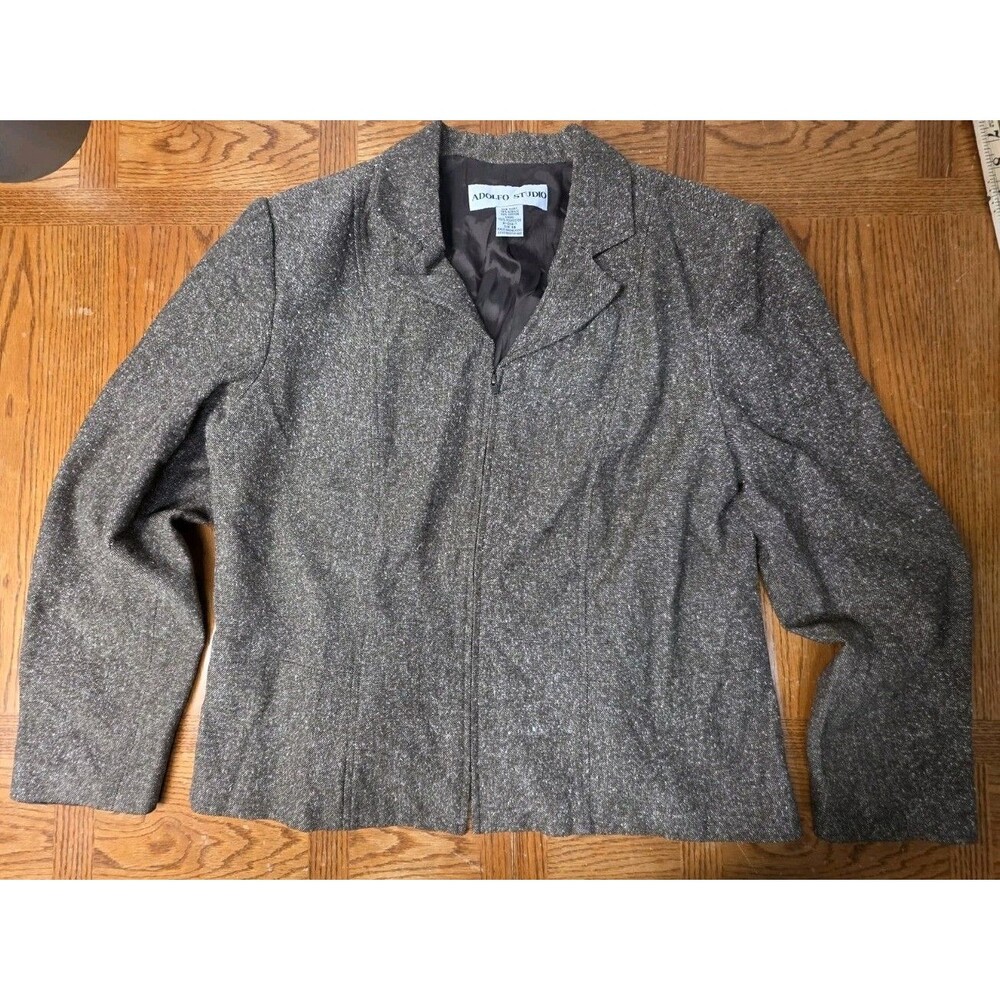 Adolfo Studio Vintage Brown Full Zip Jacket Women's Size 14